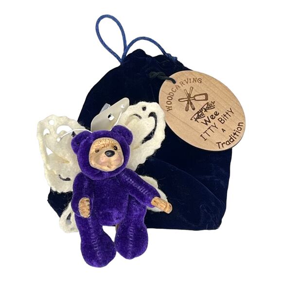 Raikes Wee Itty Bitty Merlot ANGEL TEDDY BEAR Limited Edition #610 Mohair Wood - Picture 7 of 7